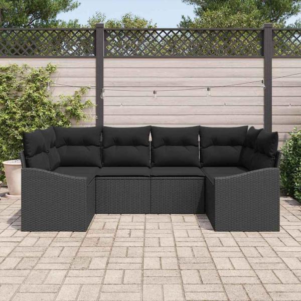 Gartensofa-set 6 stk. Schwarz Poly-Rattan