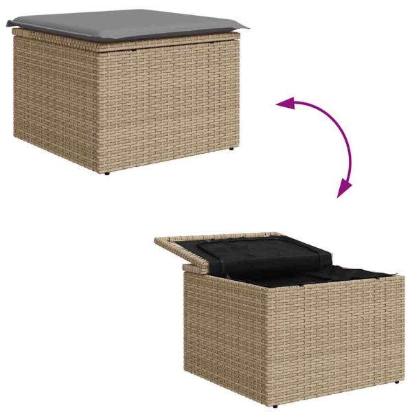 5-teiliges Garten-Sofa-Set mit Kissen Beige Poly-Rattan