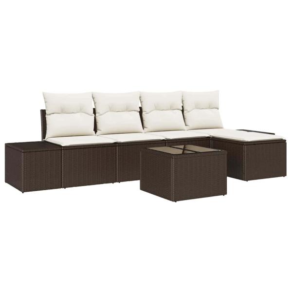 5-teiliges Garten Sofa Set mit Kissen Grau Poly Rattan