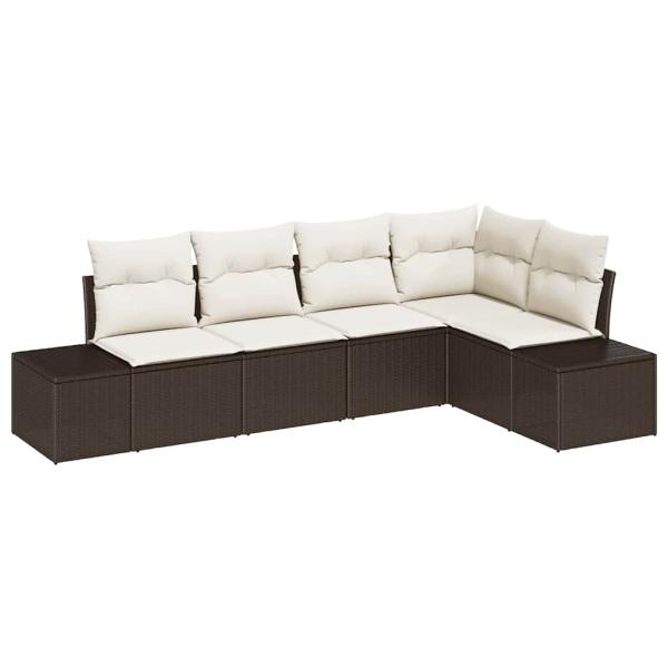 ARDEBO.de - 5-teiliges Garten-Sofa-Set mit Kissen Braun Poly Rattan