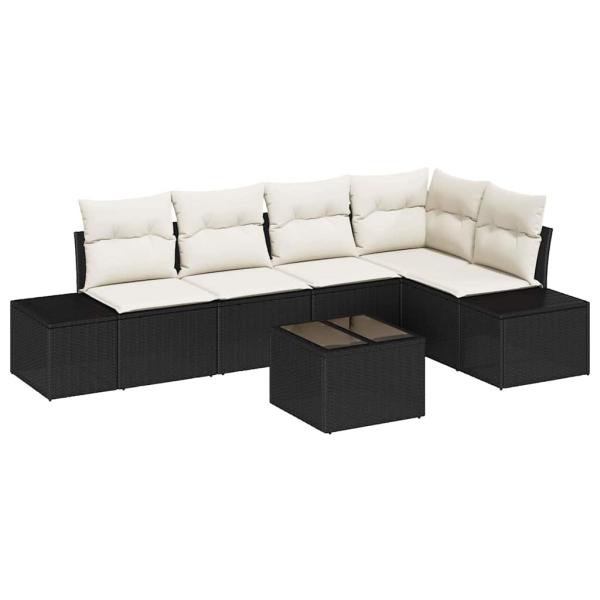 5-teiliges Garten Sofa Set mit Kissen Braun Poly Rattan