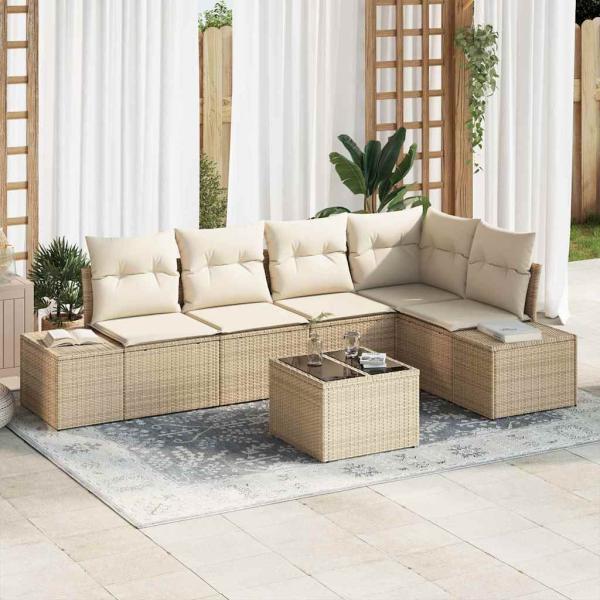 ARDEBO.de - 6-teiliges Garten-Sofa-Set mit Kissen Braun Poly Rattan
