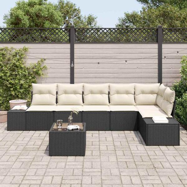 6-teiliges Gartensofa Set mit Kissen aus Braunem Poly-Rattan