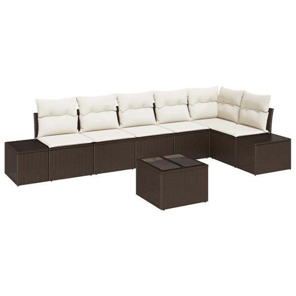 6-teiliges Garten Sofa Set mit Kissen Grau Poly Rattan
