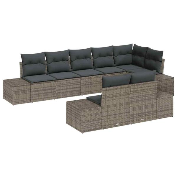 Gartensofa-set 8 stk. Grau Poly Rattan