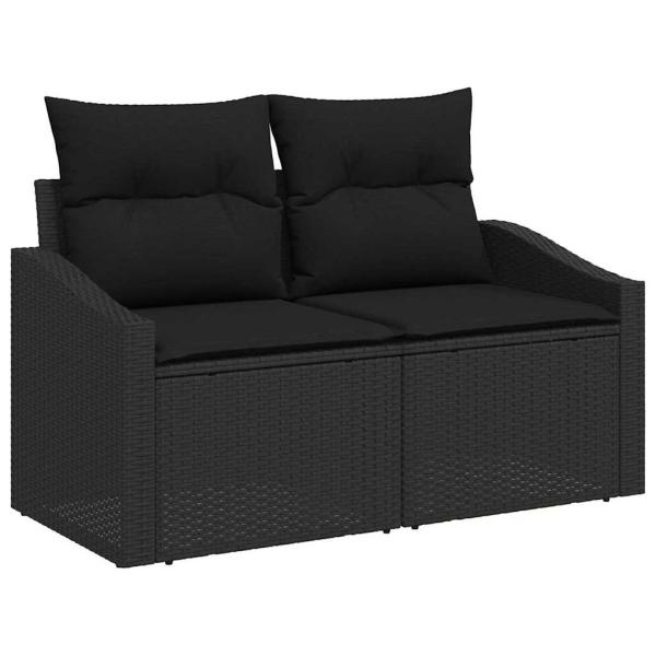 7-teiliges Gartensofa-Set mit Kissen Schwarz Poly Rattan