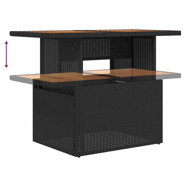 7-teiliges Garten Sofa Set mit Kissen Schwarz Poly-Rattan