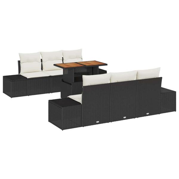 ARDEBO.de - 7-teiliges Garten-Sofa-Set mit Kissen Schwarz Poly-Rattan