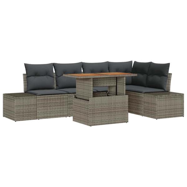 Garten-Sofa-Set 6 stk. Grau Poly Rattan