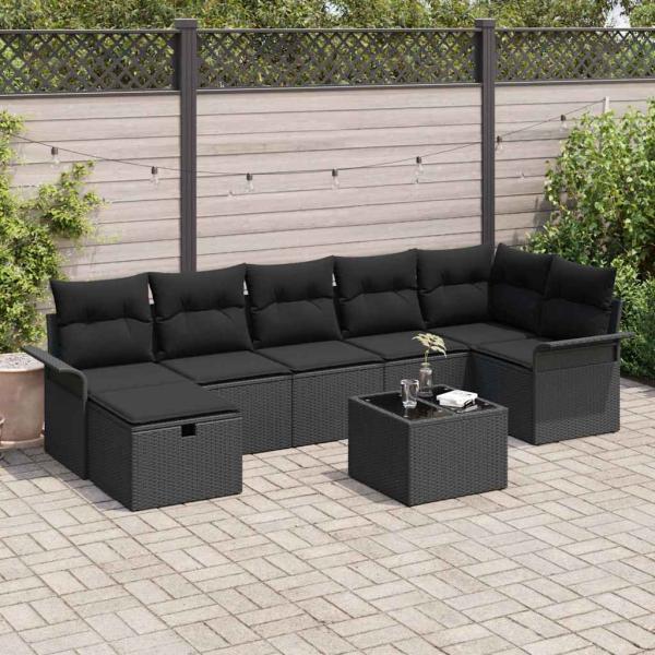 ARDEBO.de - Gartensofa-set 8 Stk. Schwarz Poly-Rattan