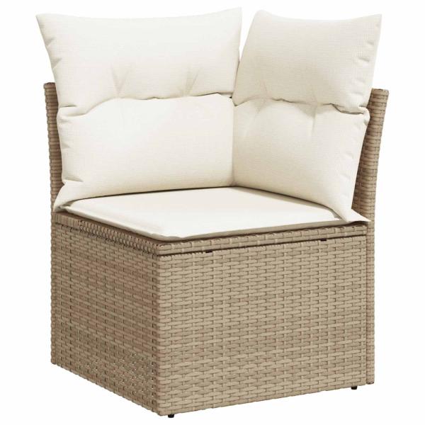 8-teiliges Garten-Sofa-Set mit Kissen Beige Poly Rattan
