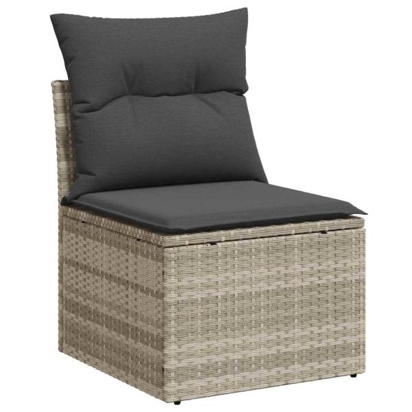 8-teiliges Garten Sofa Set mit Kissen in Hellgrau Poly Rattan