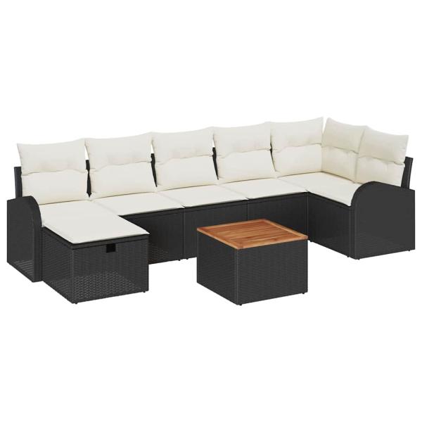 ARDEBO.de - 8-teiliges Garten Sofa Set mit Kissen Schwarz Poly Rattan