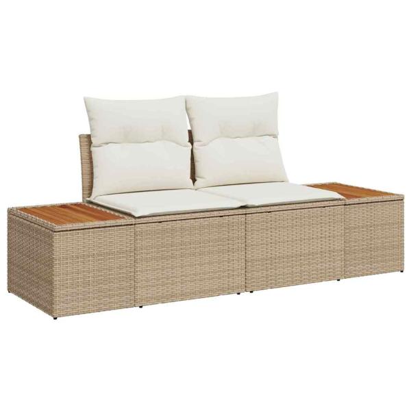6-teiliges Garten-Sofa-Set mit Kissen Beige Poly Rattan