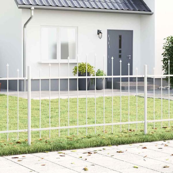 ARDEBO.de - Gartenzaun mit Hoop Top Weiß 10.2x1 m Stahl