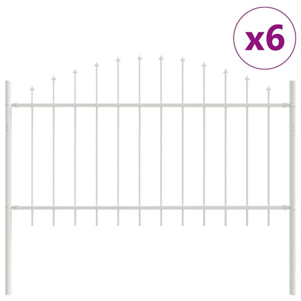 Gartenzaun mit Hoop Top Weiß 10.2x1 m Stahl