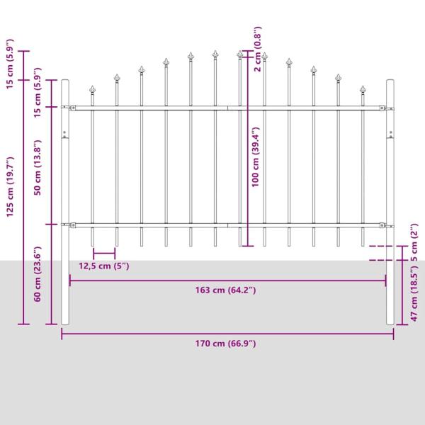Gartenzaun mit Hoop Top Weiß 10.2x1 m Stahl