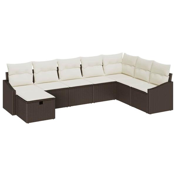 8-teiliges Garten-Sofa-Set mit Kissen Braunes Poly-Rattan