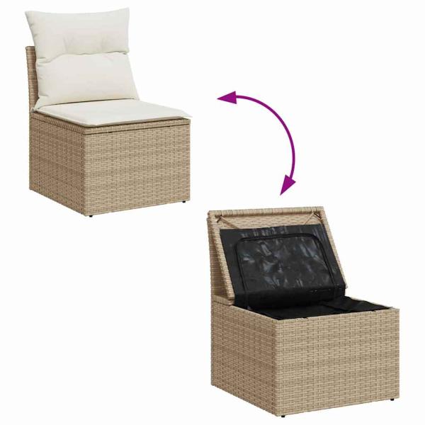 8-teiliges Garten Sofa Set mit Kissen Beige Poly Rattan