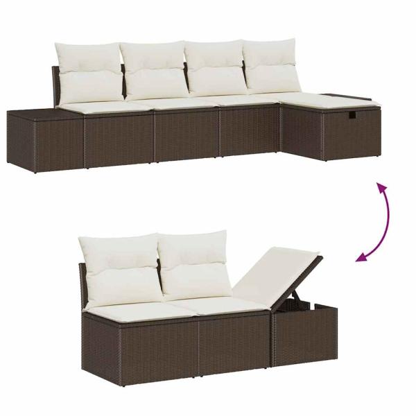 ARDEBO.de - 6-teiliges Garten Sofa Set mit Kissen Braun Poly Rattan