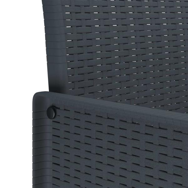 5-teiliges Garten Essset mit Kissen Anthrazit Poly Rattan