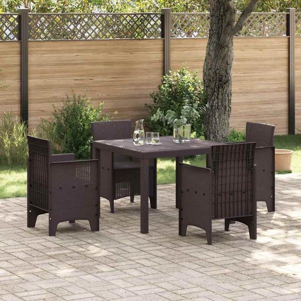 ARDEBO.de - 5-teiliges Garten Essset Braunes Poly Rattan
