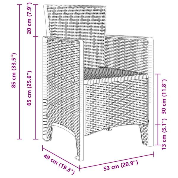 Garten Essgruppe 7 pcs Weiß Polt Rattan