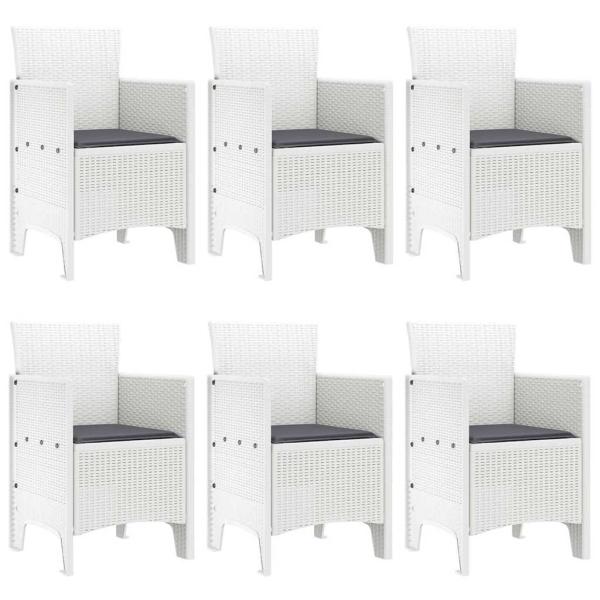 7-Teilige Garten Essgruppe mit Kissen Weiß Poly-Rattan