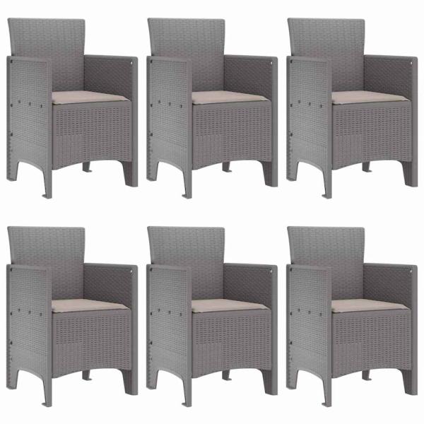 7-teilige Garten-Essgruppe mit Kissen Lichtgrau Poly Rattan