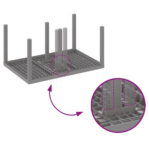7-teiliges Garten Esszimmer Set mit Kissen Hellgrau Poly Rattan