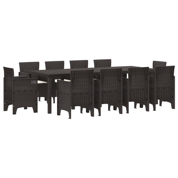 ARDEBO.de - 11-teiliges Garten-Essgruppe mit Kissen Braun Poly-Rattan