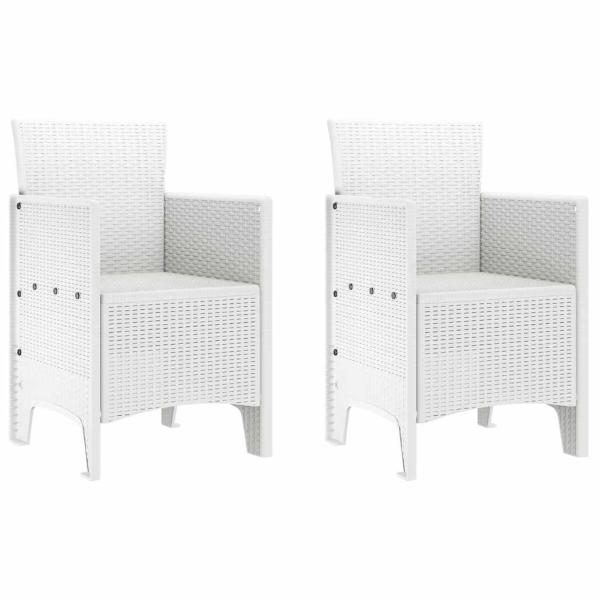 3-teiliges Garten Esstisch Set Weiß Poly Rattan