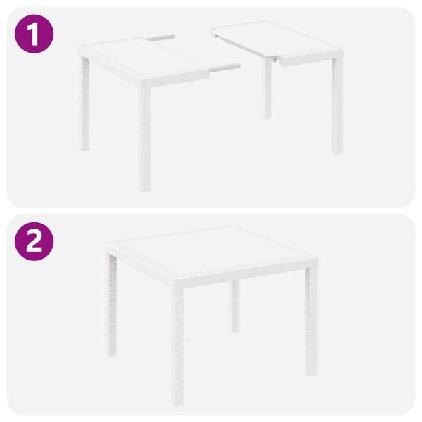 3-teiliges Garten Essset mit Kissen Weiß Poly Rattan