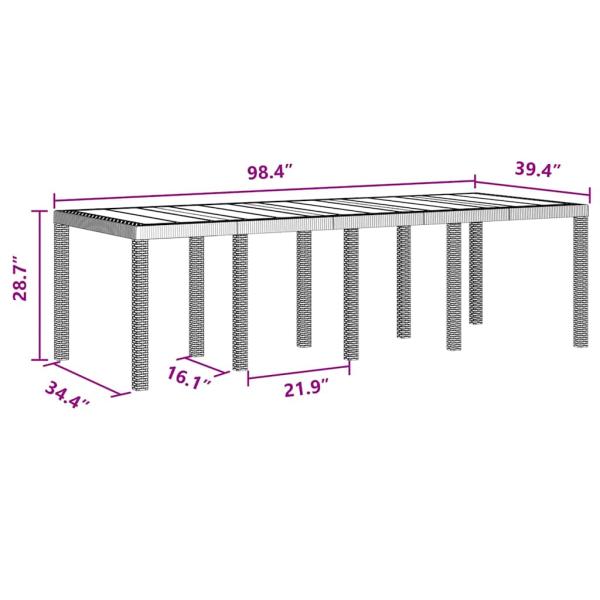 9-teiliges Garten Essset Anthrazit Poly-Rattan