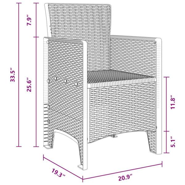 9-teiliges Garten Essset Anthrazit Poly-Rattan