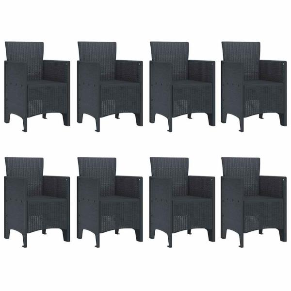 9-teiliges Garten Essset Anthrazit Poly-Rattan