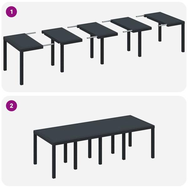 9-teiliges Garten Essset Anthrazit Poly-Rattan