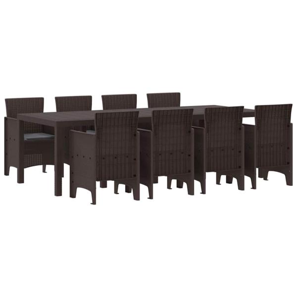 9 Teile Garten Essgruppe mit Kissen Braun Poly-Rattan