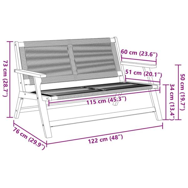 Gartenbank Grau 76x122x73 cm Massivholz Akazie