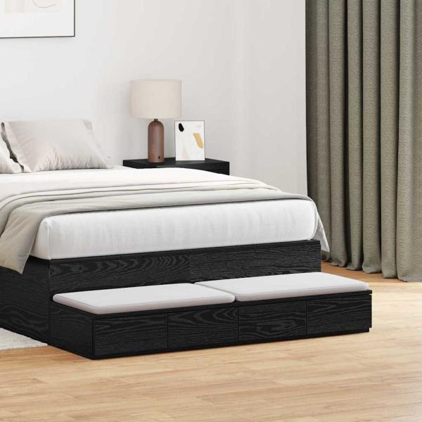 ARDEBO.de - Bett Schubladen Schwarz 120x36,5x16,5 cm Holzwerkstoff