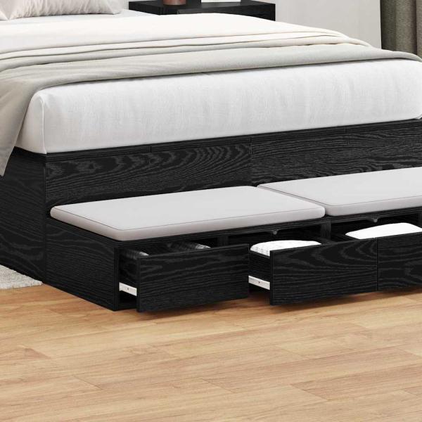 Bett Schubladen Schwarz 120x36,5x16,5 cm Holzwerkstoff
