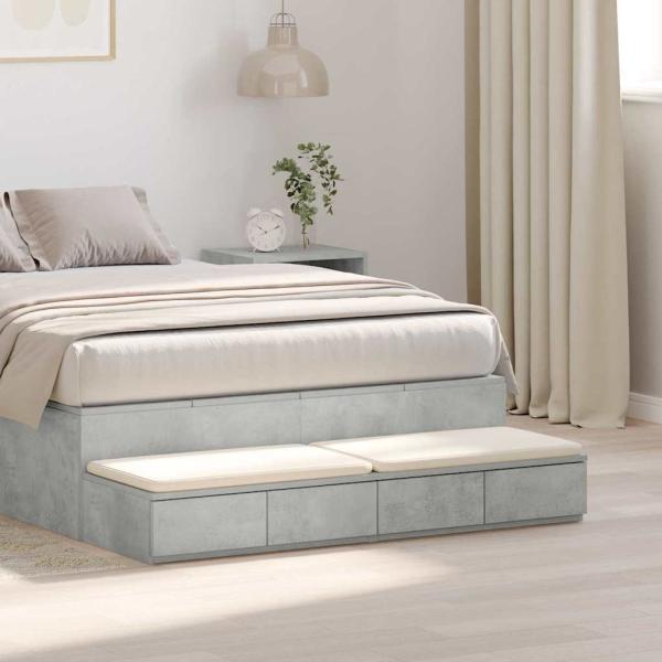 ARDEBO.de - Bett Schubladen Beton Grau 120x36,5x16,5 cm