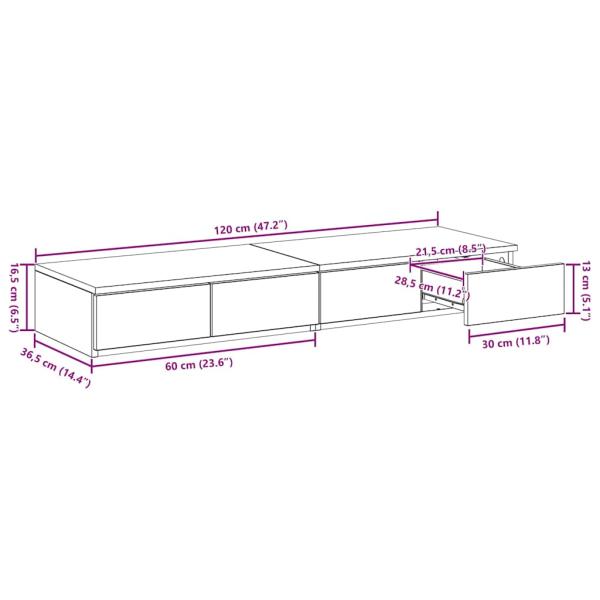 Bett Schubladen Beton Grau 120x36,5x16,5 cm