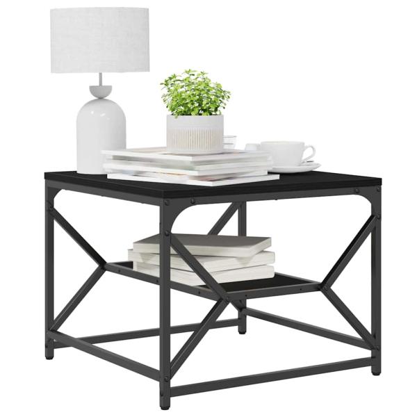 Schwarzer Eichen Couchtisch mit Regal, 51x50x40 cm, aus Holzwerkstoff