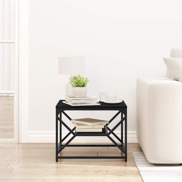 Schwarzer Eichen Couchtisch mit Regal, 51x50x40 cm, aus Holzwerkstoff