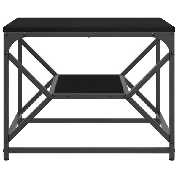Schwarzer Eichen Couchtisch mit Regal, 51x50x40 cm, aus Holzwerkstoff