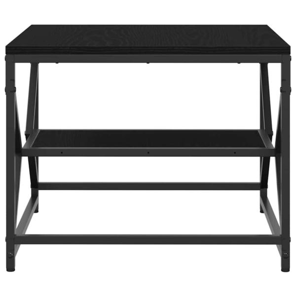 Schwarzer Eichen Couchtisch mit Regal, 51x50x40 cm, aus Holzwerkstoff