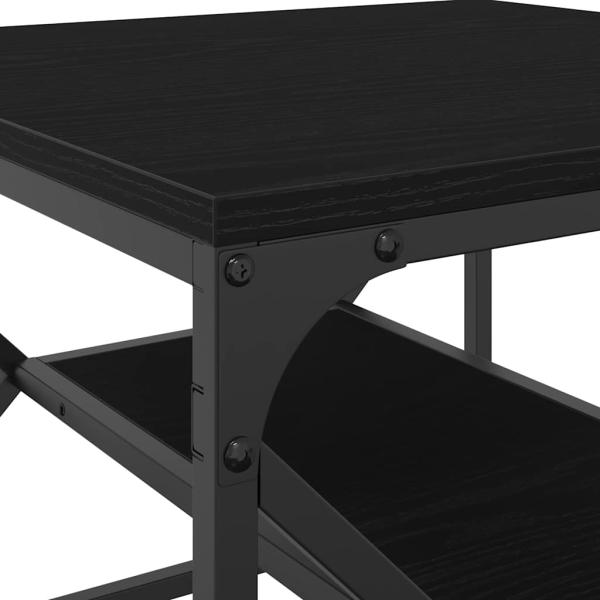 Schwarzer Eichen Couchtisch mit Regal, 51x50x40 cm, aus Holzwerkstoff