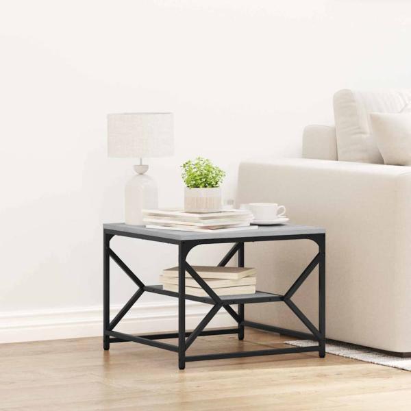 ARDEBO.de - Couchtisch mit Regal - Grau Sonoma - 51x50x40 cm - Hergestellt aus Holzwerkstoff