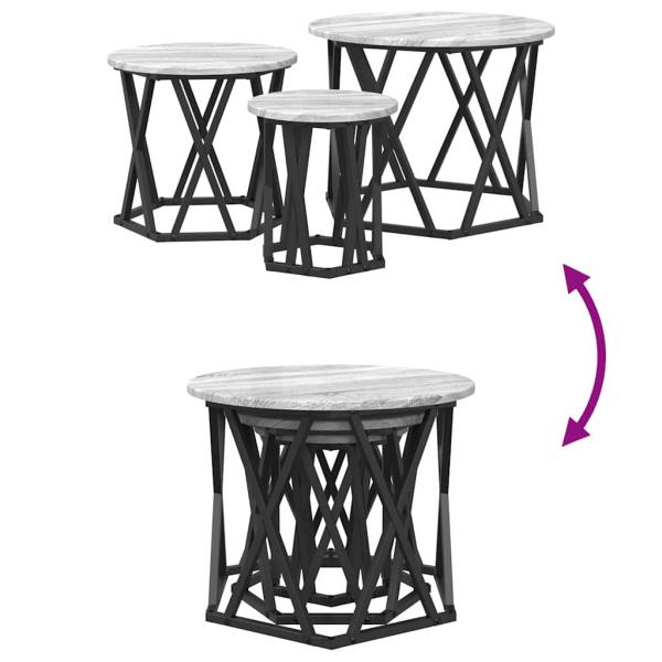 Stapelbare Beistelltische 3 Stück Grauer Sonoma Holzwerkstoff